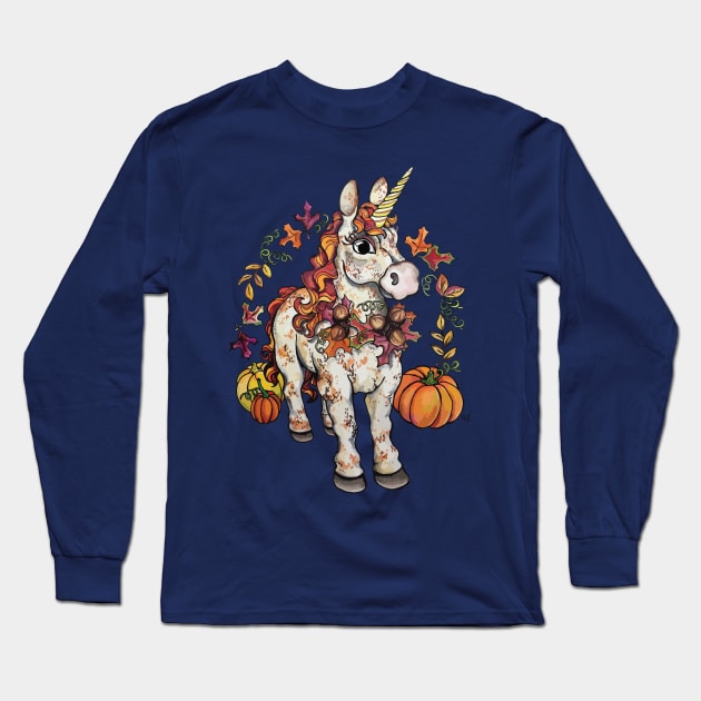 Pumpkin Spice Unicorn Long Sleeve T-Shirt by artfulfreddy